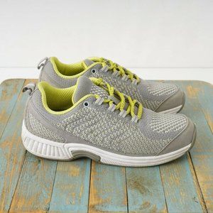 Orthofeet Womens Biofit Sneakers Walking Shoes Gray Yellow Lace Up Size 5.5 B